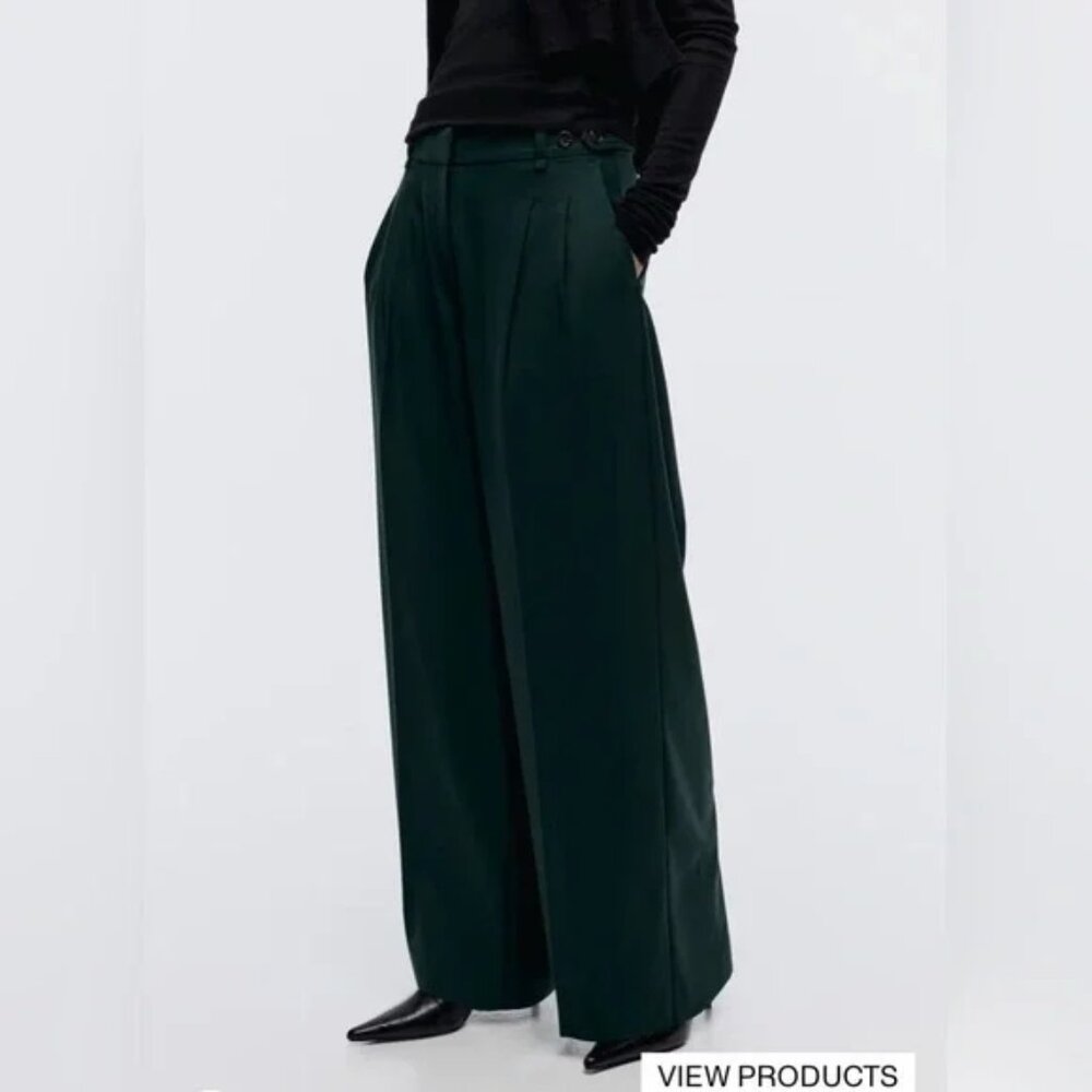 H&M Olive Green Wide Leg Trouser